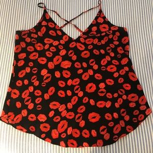 Silk top in Lip Print